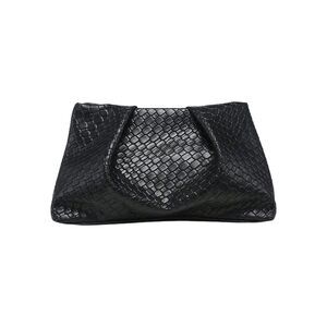 Black Vintage Square Clutch – Retro Faux Leather Handbag with Magnetic Closure